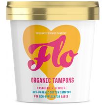 FLO Organic Non-Applicator Tampons Regular & Super Combo Pack - Pack of 16