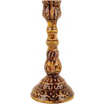 Ian Snow Moulded Metal Ceramic Candle Holder - Sepia