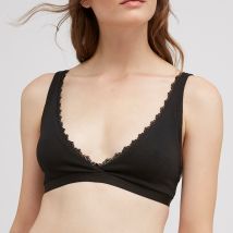People Tree Organic Cotton Lace Triangle Bra - Black