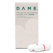 DAME Organic Cotton Tampons - Super Plus - Pack of 14
