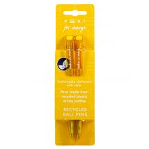 VENT For Change Recycled Drinks Bottle Ballpoint Pens - Yellow - Set of 2