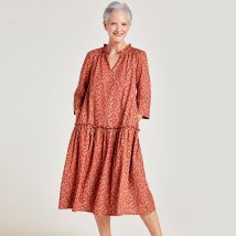Thought Zenobia Hemp Swing Fit Dress - Dark Clay Orange