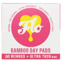FLO Natural Bamboo Ultra Thin Winged Day Pads - Pack of 16