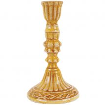 Ian Snow Moulded Metal Ceramic Candle Holder - Yellow