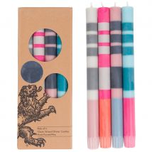 Fair Trade Eco Stripe Dinner Candles - Pinks & Blues