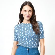 Mudd & Water Kendall Top Polka Leaf Teal