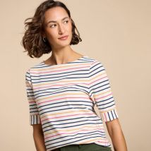 White Stuff Fairtrade Sydney Boat Neck Stripe Tee - Ivory