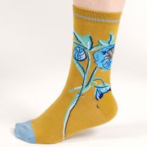 Thought Yerllow Oversized Floral Bamboo Socks - UK4-7