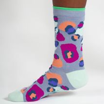 Thought Light Blue Leopard Print Organic Cotton Socks - UK4-7
