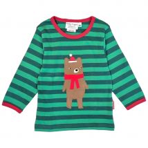 Toby Tiger Organic Christmas Bear Applique Long-Sleeved T-Shirt