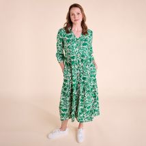 Nomads Tiered Midi Shirt Dress - Leaf