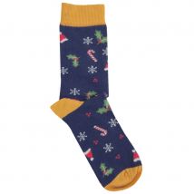 Doris & Dude Navy Christmas Fun Bamboo Socks - UK 7-11