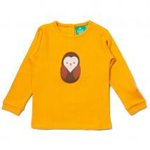 Little Green Radicals Brown Owl Applique Long Sleeve T-Shirt