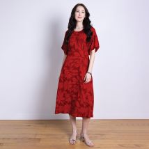 Nomads Puff Sleeve Dress - Burgundy