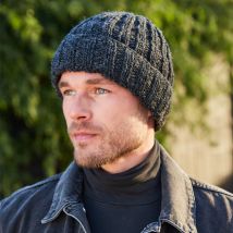 Shetland Roll Back Beanie - Charcoal