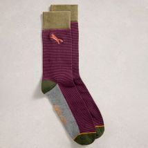 White Stuff Mens Embroidered Organic Ankle Socks - Plum