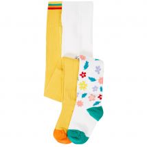 Frugi Bumble Bee & Floral Norah Tights - Pack of 2