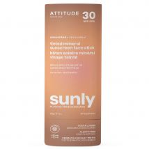 ATTITUDE Sunly Tinted Mineral Face Sunscreen Stick - Unscented - 30 SPF - 20g