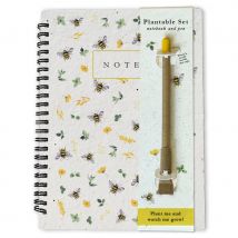 Little Green Gifts Eco-friendly Notebook & Pen Set - Bees & Blossoms