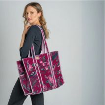 Fair Trade Printed Velvet Tote Bag - Plum