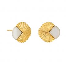 Vurchoo Gold Eclipse Deco Moonstone Stud Earrings