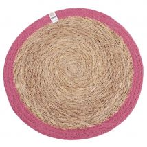 Respiin Round Seagrass & Jute Tablemat - Pink - Set of 6