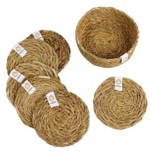 Respiin Natural Seagrass Coasters with Holder - Set of 6