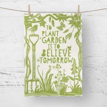 A Blackbird Sang Tea Towel - To Plant a Garden is to Believe in Tomorrow