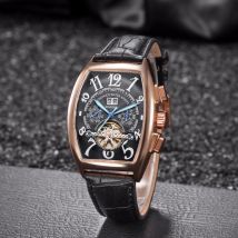 Top KIMSDUN Auto Date Montre hommes boîtier en or de luxe montres mécaniques hommes de en cuir Montre-bracelet Montre Homme