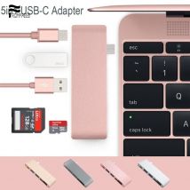 Adaptateur USB-C 5 en 1 avec 2 USB, lecteur de mémoire Micro SD, Hub USB 3.0 de Type C pour Macbook Pro Air M1 A2237 A2238 A1932 / A2179
