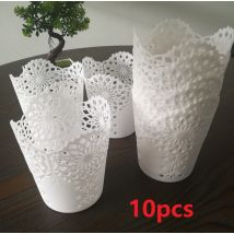 Pot à fleurs dentelle blanc creux 10 pièces | Organiseur de bureau pour stylos brosses de maquillage, pots de fleurs