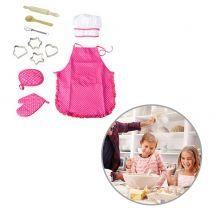 11 pièces enfants Chef ensemble cuisinier Costume tablier Chef chapeau enfants gâteau Costume fournitures cuisine jeu de rôle jouets ustensiles de cuisine ensembles