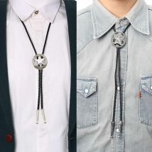 Cravate unisexe étoile Bolo Cowboy | Cravates décontracté, Vintage, pour hommes et femmes, collier à pendentif Bola avec étoiles ajourées noires