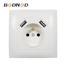 USB mur prise française Double Port USB 5V 2A USB une prise blanche avec mur au sol prise électronique LC-19