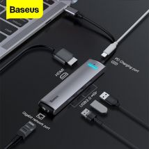 Baseus USB C HUB vers HDMI RJ45 USB 3.0 Type C PD adaptateur de moyeu de charge pour MacBook Pro Huawei Mate 20 P20 Pro USB C adaptateur de moyeu