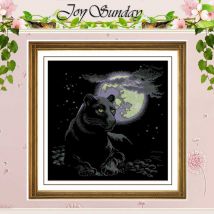 Couture, le clair de lune compté point de croix 14CT noir toile vierge animaux point de croix Kits bricolage ensemble pour point de broderie