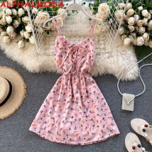Alphamoda-combishort Floral en mousseline de soie, tenue féminine, taille haute, tenue de , imprimé fleuri, , été