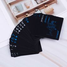 54 pièces/lot imperméable à l'eau en plastique PVC jeu de cartes à jouer tendance Deck Poker classique tour de magie outil pur noir boîte de magie-emballé