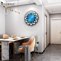 MEISD acrylique impression Horloge murale suspendus mur Art affiche montre Quartz maison salon bleu Horloge ronde