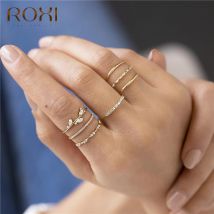 ROXI – bague en argent Sterling 925 pour femme, bague de mariage, en cristal, rectangulaire, asymétrique, géométrique