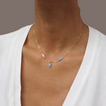 Zuowen – collier ras du cou pour femmes, style bohémien, perles aux yeux bleus, Vintage, collier de déclaration maléfique, bijoux de fête XL1014