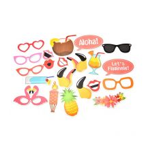 Bâton de photos motif Flamingo Tropical | 21 pièces, artisanat, fournitures pour fête, décor pour fête d'anniversaire plage