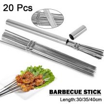 20 pièces en acier inoxydable Barbecue brochettes aiguille bâton réutilisable Barbecue brochettes pour Camping pique-nique outils de cuisson avec support de stockage #1