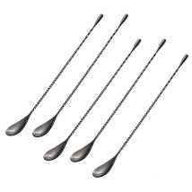 5 noir En Acier Inoxydable Cuillères À Mélanger Shakers Shakers Lait Thé Barreaux