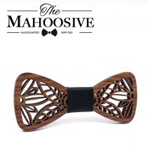 MAHOOSIVE — Nœud-papillon en bois pour homme, accessoire pour tenue de mariage, découpe ajourée