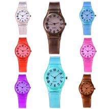Montres à Quartz pour enfants, montres-bracelets, grand nombre, cadran rond en Silicone, Quartz, couleur bonbon, pour enfants filles minces