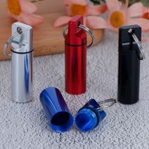 1pc étanche en aluminium pilule boîte médecine Case conteneur porte-bouteille porte-clés mousqueton extérieur pilule Case pilulier 4 couleurs