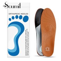Soumit semelles orthopédiques coussin de chaussure de Massage en cuir Supports de voûte haute pour les Inserts de pied plat semelle orthopédique chaussures Palmilha semelles