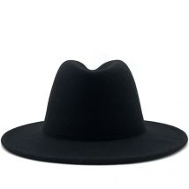 Noir blanc Patchwork femmes unisexe Panama laine feutre Fedora chapeaux dames large bord parti Trilby Cowboy chapeau Jazz casquette