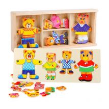 Jouets éducatifs pour la petite enfance des enfants l'ours change de vêtements jouer jouets créatifs en bois puzzle filles jouets